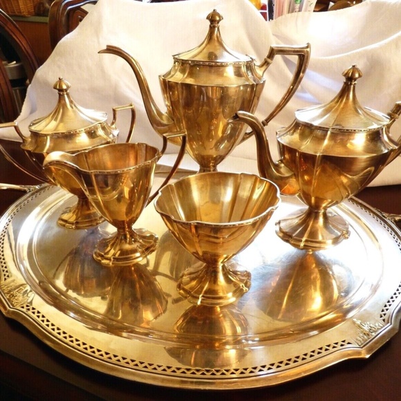 VTG Sheffield Pairpoint Silver plate 5 pc set Coffee Tea pot sugar bowl creamer - Picture 4 of 10